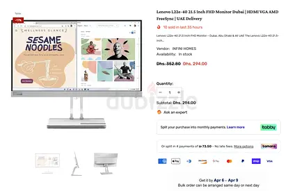 Lenovo L22e-40 21.5 FHD Monitor (Cloud Grey) - Barely Used
