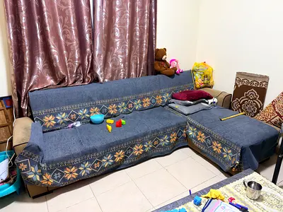 Comfortable L-Shaped Sofa with Cover