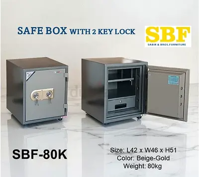 My SBF-80K Safe Box - 2 Key Lock, 80kg, Beige-Gold