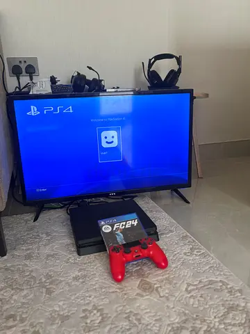 PS4 with tv and controller and one game fc24