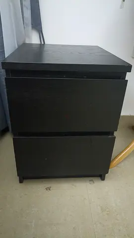 Black Nightstand with Two Drawers