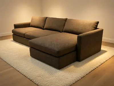 Brown Cratebarrel L shape sofa