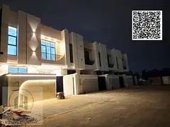 Villa for sale in Al Helio area, Ajman. Modern design. Ground floor, first floor and roof (5 master
