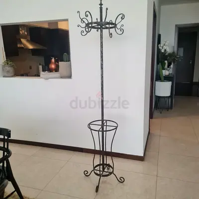 Wrought iron coat and umbrella stand — tall hall tree