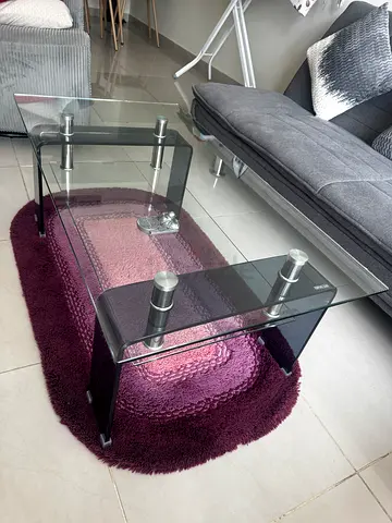 Glass 2-Tier Coffee Table with Chrome Legs - Good Condition