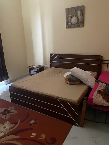 Wooden double bed frame with mattress - Excellent condition