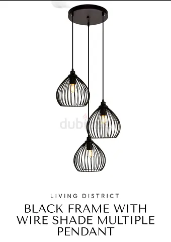 Black Wire Frame Triple Pendant Light