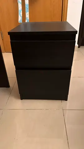 Dark brown 2-drawer bedside nightstand - IKEA - As new