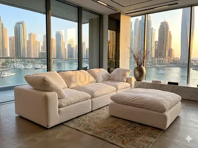 Marina home Luscious feather 🪶 filled modular sofa with footstool