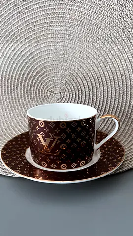 Set of two Louis Vuitton Monogram Teacup  Saucer - Brown Ceramic