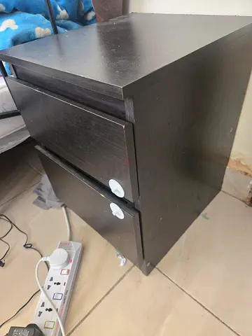 My dark wood nightstand – two-door bedside cabinet