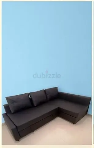 Black L-shaped Corner Sofa - bed Good Condition