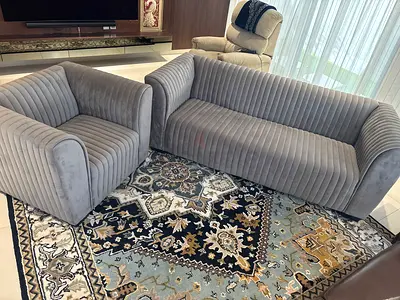 Modern Grey Sofa + Armchair Set – Excellent Condition