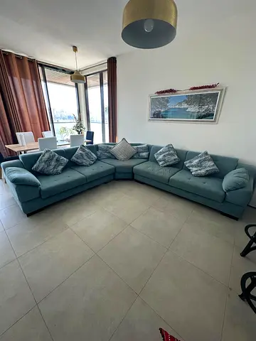 L-shaped Teal Corner Sofa - Good Condition
