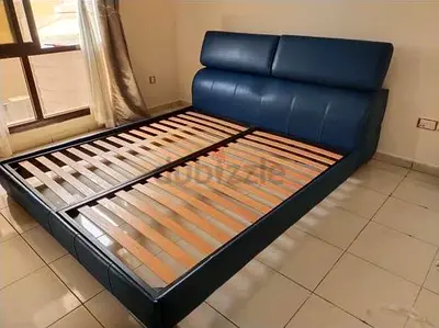 Italian Gamma Arredamenti blue leather king bed frame