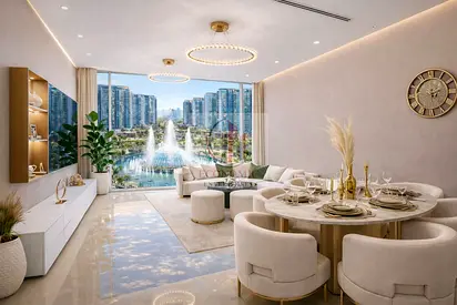 فرصة تملك شقة مفروشة غرفة نوم وصالة بإطلالة لاجون داخل مجتمع متكامل في عجمان