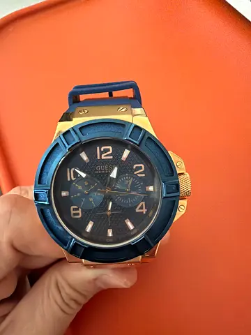 Mens blue and gold chronograph sport watch - used