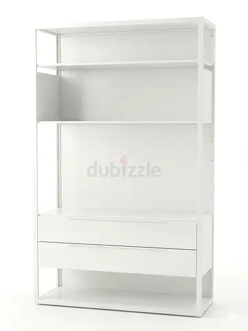 Ikea White Open Shelving Unit with 2 Drawers