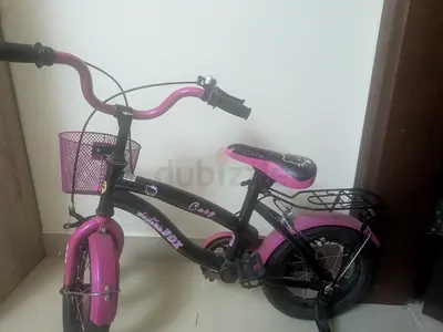 Kids hello kitty Pink  Black Bicycle with Front Basket and Rear Rack
