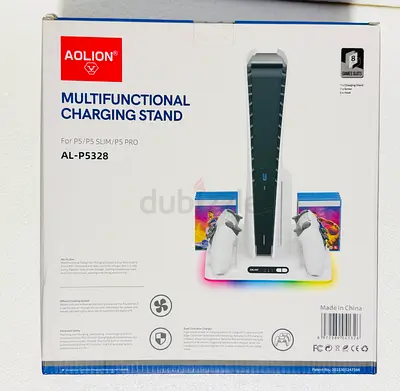 PS5/Slim/Pro Stand with Cooling Station, Controller Charging Station and RGB LED, Playstation 5/Slim