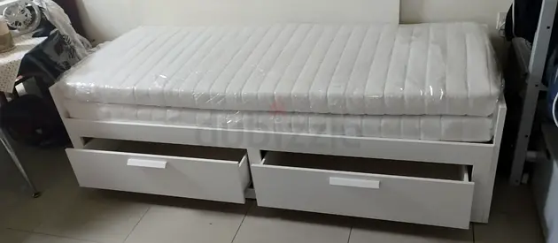 Ikea brimness Day bed frame with 2 big storage drawers underneath and with 2 Ikea mattresses