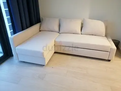 Beige L-shaped Sofa bed with Left Chaise (3-seater) - Good Condition