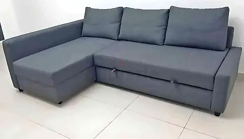 Grey L-shaped Sofa  bed with Chaise and Under-seat Storage