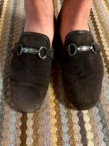 Original Dolce and gabbana Brown suede mens loafers with metal horsebit