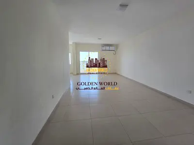 3-bedroom apartment in Al Majaz 2, Sharjah. 3 bathrooms, master room, open view, new split AC. Prime location near services. Rent AED 58,000 yearly.
