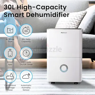 Pro Breeze 30L/Day Dehumidifier - Smart Compressor Dehumidifier with App,