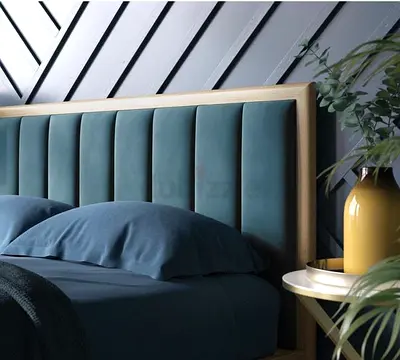 King Size upholstered bed with channel headboard