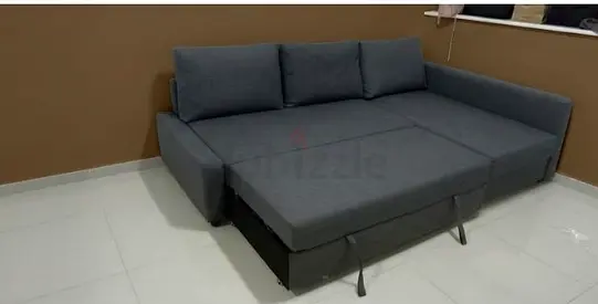 Grey L-shaped Sofa Bed - Pull-out Convertible Corner Sofa
