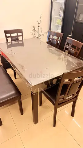 Dining Table 6 seater with 4 chairs + 1 bench- Urgent sale