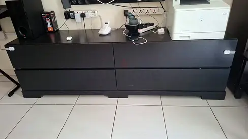 Black low TV cabinet - 4-drawer entertainment unit and more