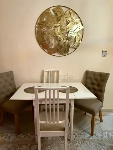 Compact 4-seater dining set — white table with 4 chairs