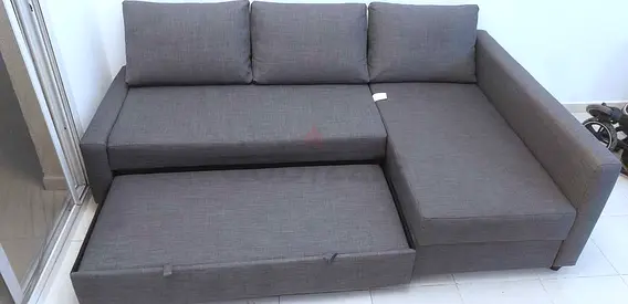 Gray L-shaped Corner Sofa with Chaise and Storage (Used)