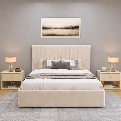 Upholstered Brand new Queen size bed with mattress Queen bed good Quality for sale