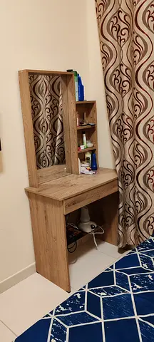 Wooden bed set with spring mattress