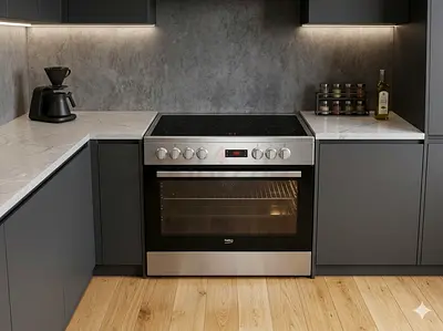Beko latest model full electric ceramic 5 hobs cooking range oven fan stove 90x60 by vbn