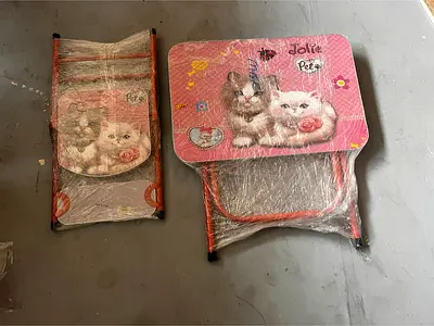 My kids folding table  chair set - pink kitten print