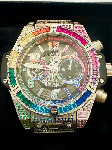 Hublot Rainbow Gemstone Chronograph Watch (Mens)