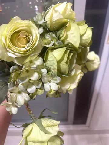 Cream  Green Artificial Rose Bouquet