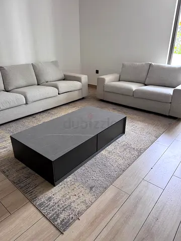 Modern Sofa and sofa bed with Stylish Coffee Table and marble dining table w/ 4 chairs.