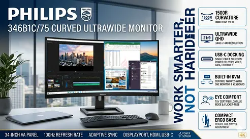 SALE!! 34inch CURVED ULTRA WIDE MONITOR- 100hz PHILIPS EYE-CONFORT