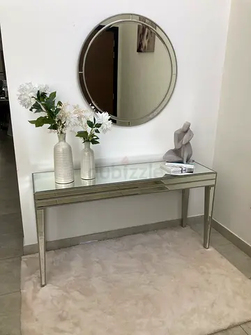 Elegant Glass Console Table with Mirror