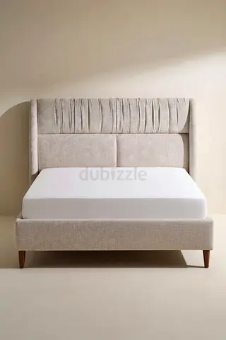 Portion thick headboard queen linen upholstered bed