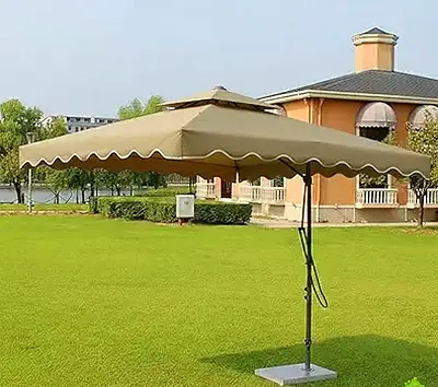 VIV Crafts 9ft Side Pole Square Patio Umbrella with Base – Beige Cantilever Garden Umbrella