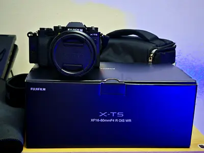 Fujifilm X-T5 Camera with 16-80mm and 25mm AF1.7 lenses