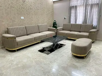 Luxury Taupe Velvet Sofa Set