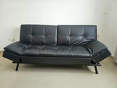 Sofa Bed Black Leather